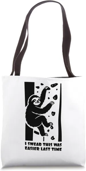 Cute Sloth Climbing Bouldering Gym Wall Funny In Joke Tote Bag