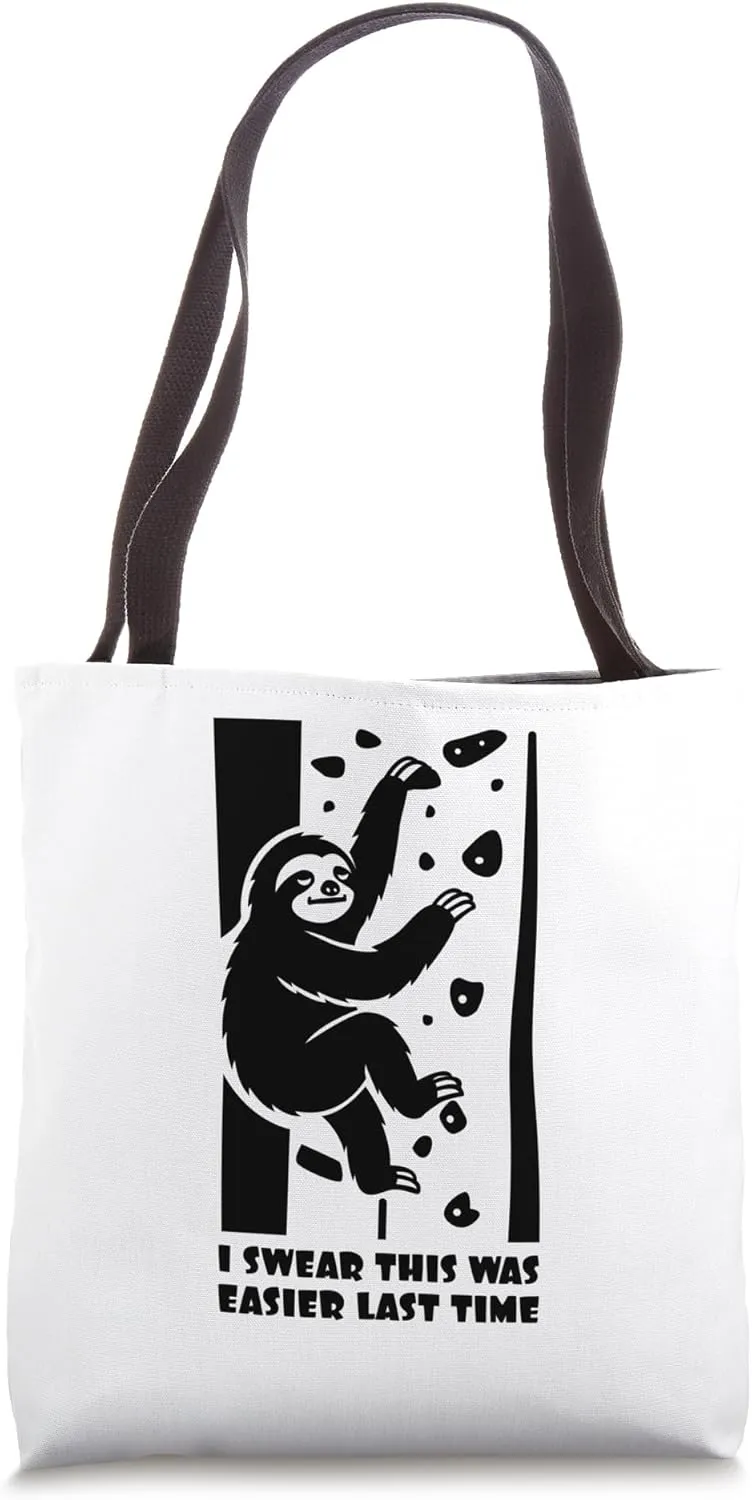 Cute Sloth Climbing Bouldering Gym Wall Funny In Joke Tote Bag