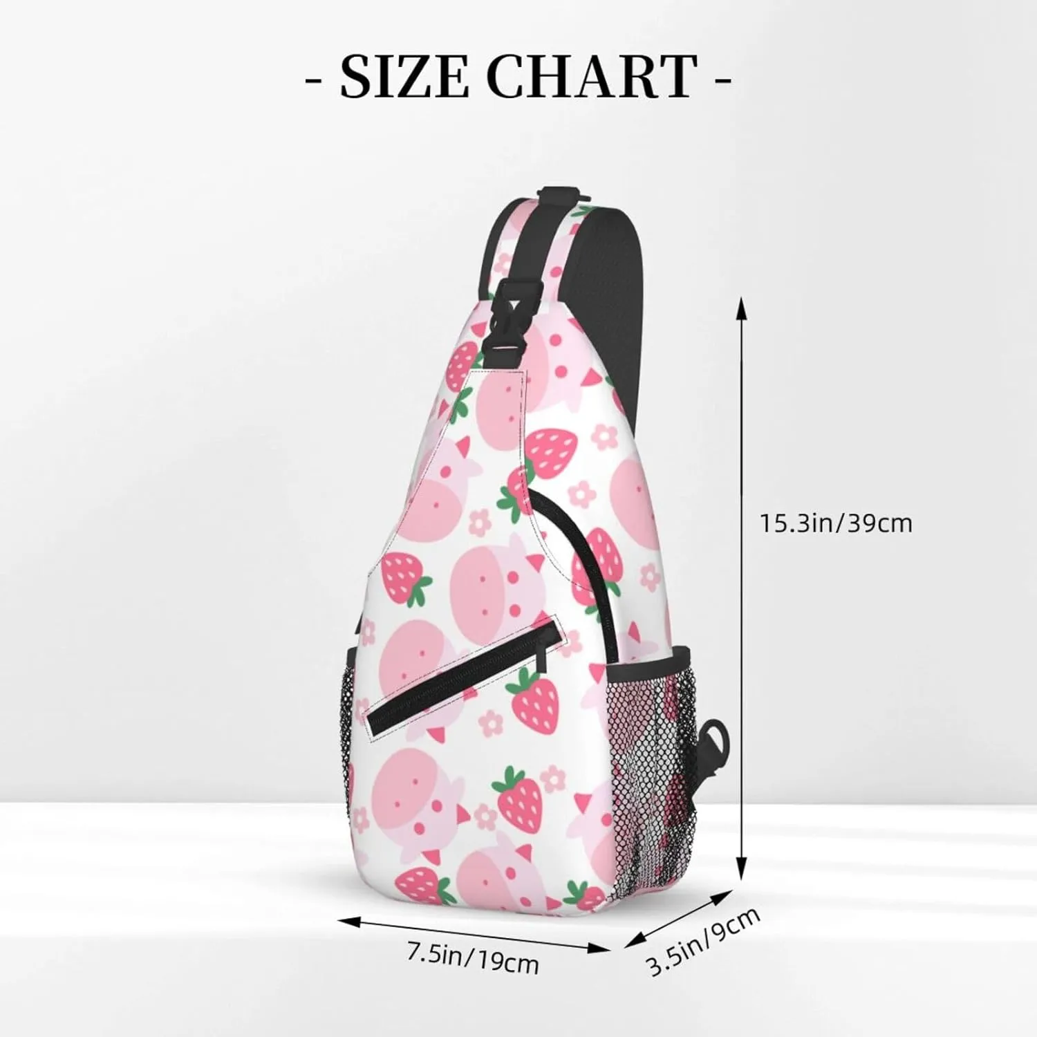 Cute Strawberry Cow Crossbody Sling Backpack Sling Bag Adjustable Chest Shoulder Daypack For Women Men