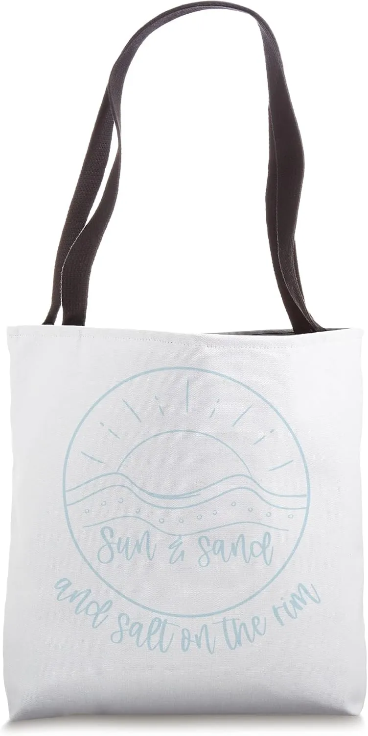Cute Sun, Sand, Salt on the Rim Beach Waves Summer Margarita Tote Bag