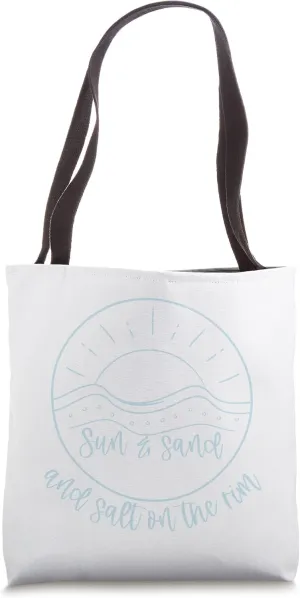 Cute Sun, Sand, Salt on the Rim Beach Waves Summer Margarita Tote Bag