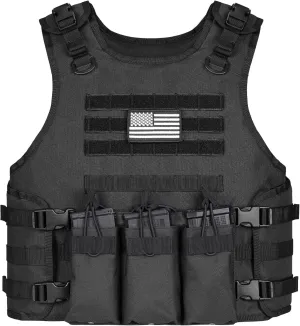 CVLIFE Tactical Vest for Men, Adjustable Tactical Vest with Quick Release System, Removable and Simple Airsoft Vest for Outdoor, Black