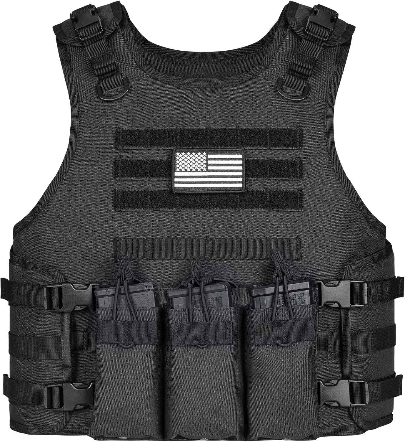 CVLIFE Tactical Vest for Men, Adjustable Tactical Vest with Quick Release System, Removable and Simple Airsoft Vest for Outdoor, Black