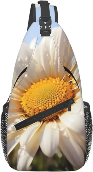 Daisy Flowers Sling Bag Backpack For Men Cross Chest Bag Crossbody Shoulder Bag Travel Hiking Daypack