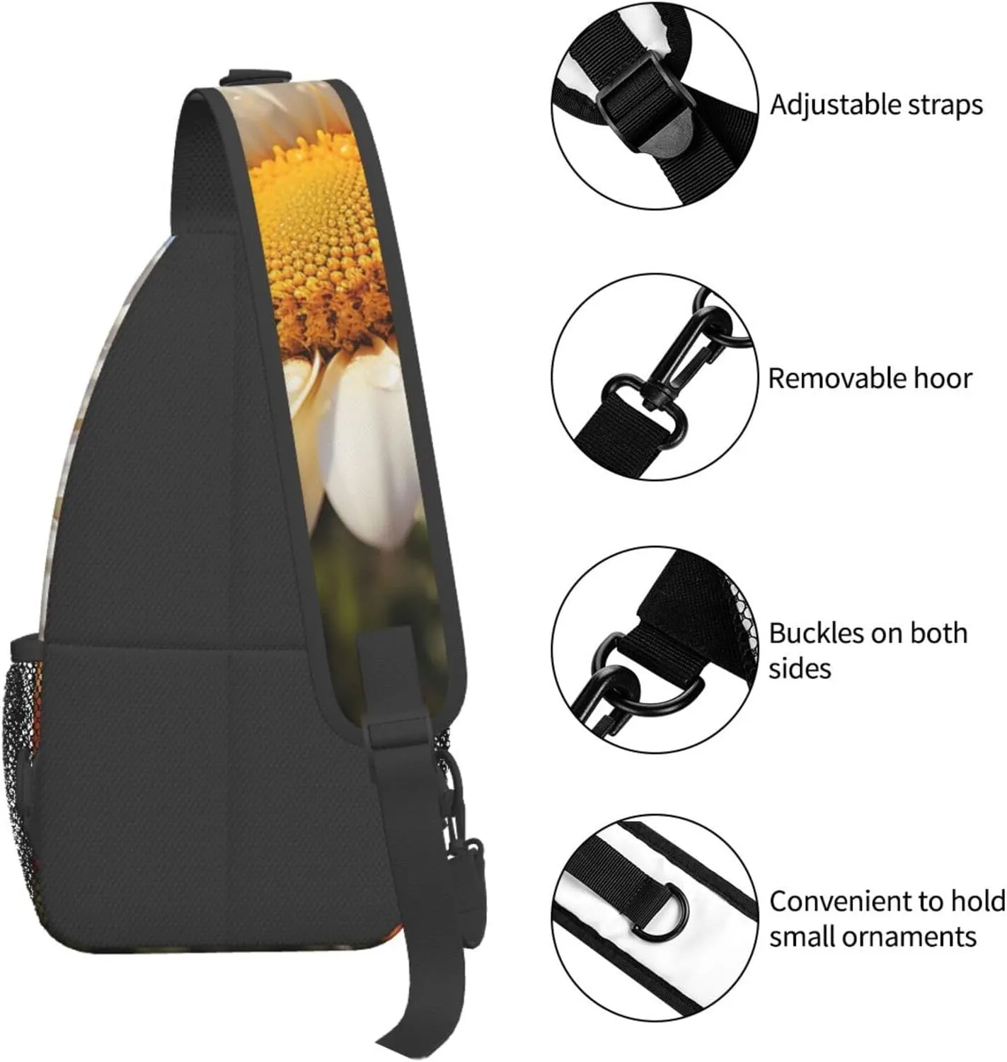 Daisy Flowers Sling Bag Backpack For Men Cross Chest Bag Crossbody Shoulder Bag Travel Hiking Daypack