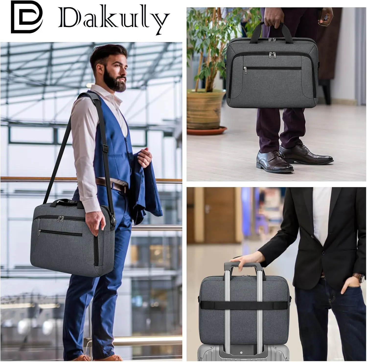 Dakuly Laptop Bag 17.3 Inch Laptop Briefcase Large Waterproof Laptop Case for Men Women Business Office Work Computer Bag 17 Inch Adjustable Shoulder Messenger Bag, Grey