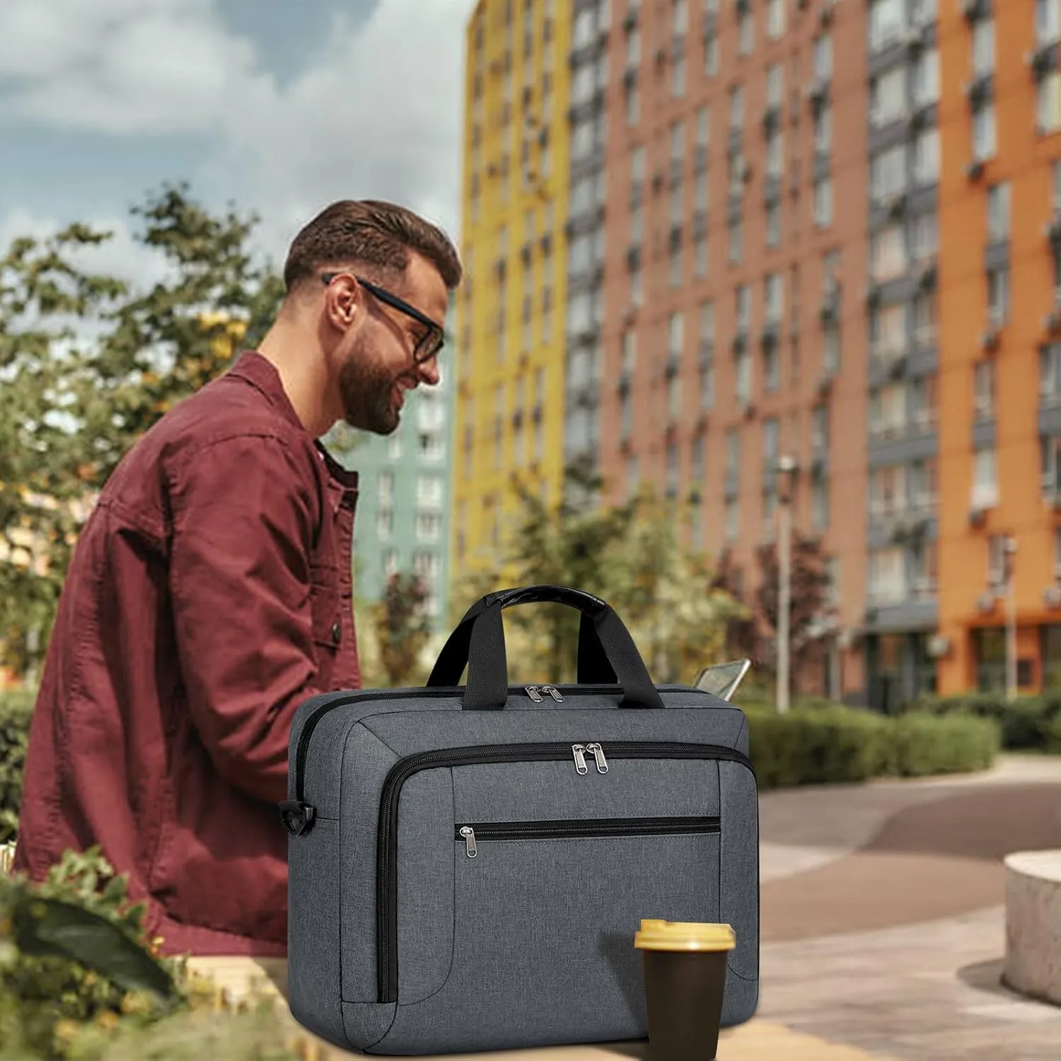 Dakuly Laptop Bag 17.3 Inch Laptop Briefcase Large Waterproof Laptop Case for Men Women Business Office Work Computer Bag 17 Inch Adjustable Shoulder Messenger Bag, Grey