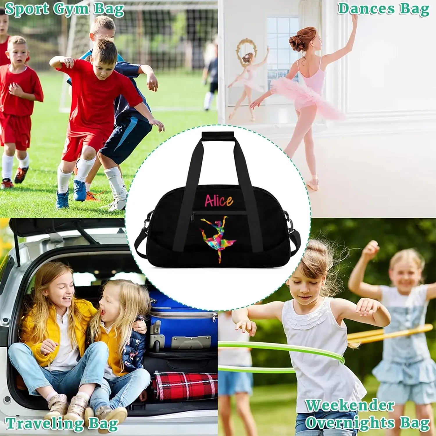 Dance Duffle-Bag for Teens Girls,Custom Ballet-Bag for Dancer,Carry-on Lightweight for Travel-Duffle,Overnight,Workout Elegance Ballet Pink