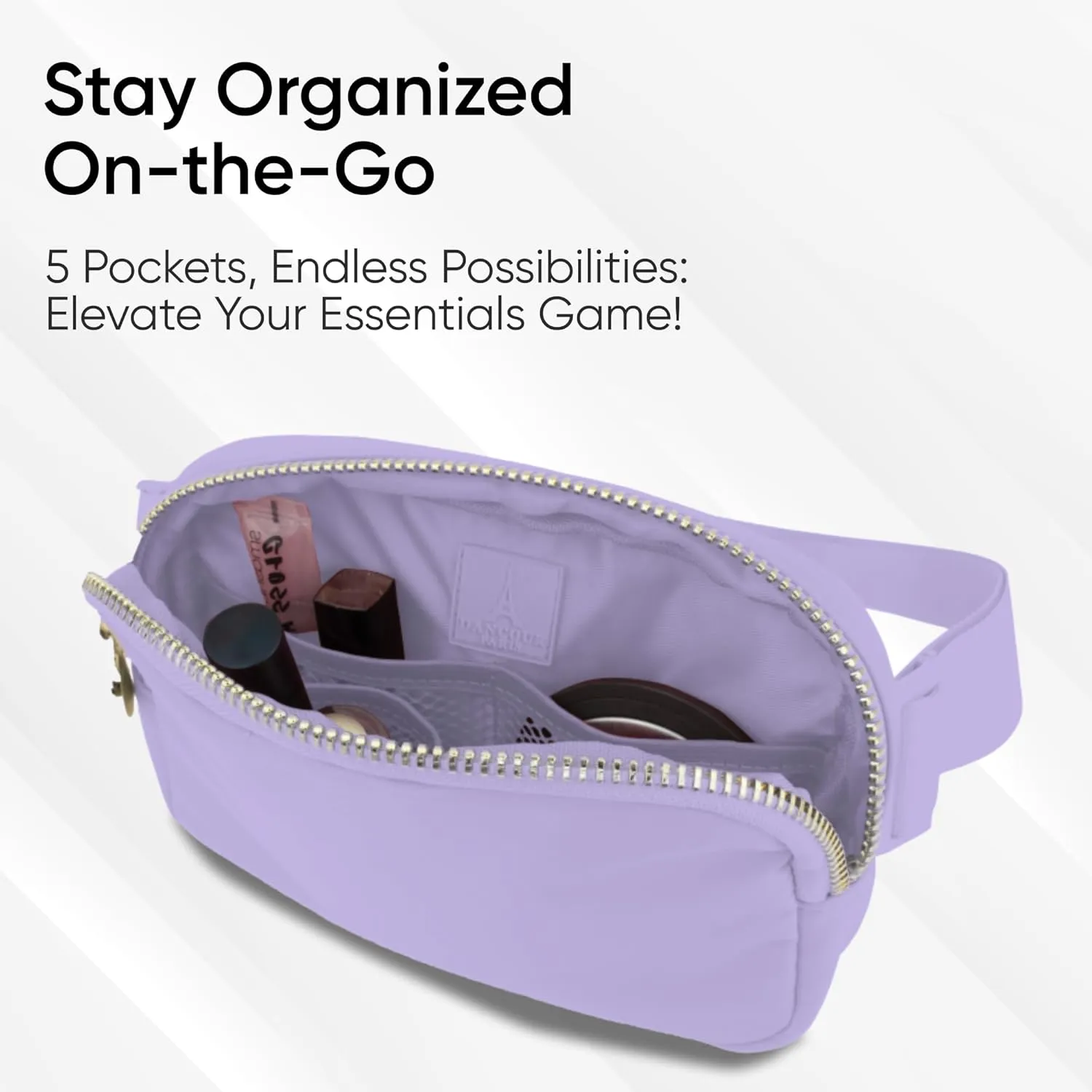 DANCOUR Women's Purple Nylon Waist Pack Crossbody Bag