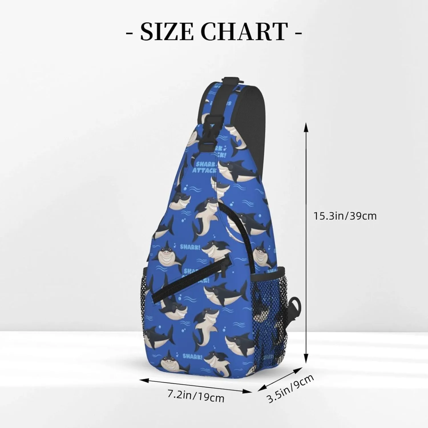 Dangerous Smiling Attack Sharks Chest Sling Bag Crossbody Shoulder Backpack Bag Gym Cycling Travel Hiking Daypack Cross Bag