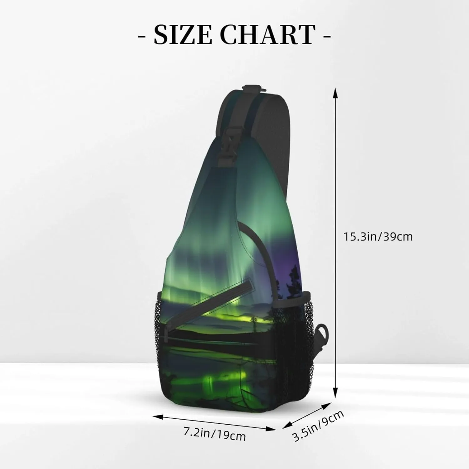 Dark Northern Lights Print Sling Backpack, Sling Bag, Crossbody Chest Bag Daypack, for Hiking Travel