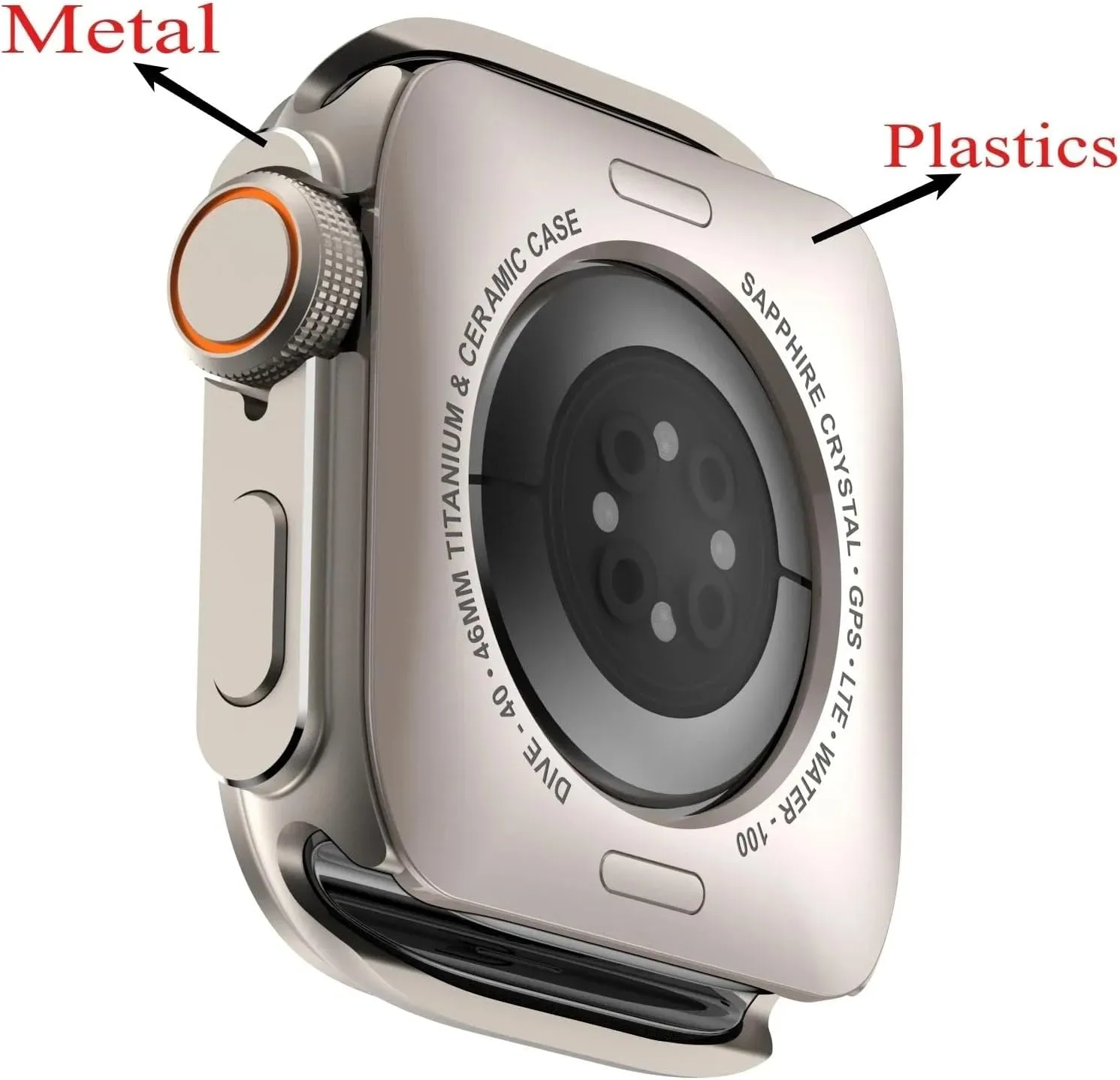 DASEB Metal Plastic Case for Apple Watch 10 46mm Change To Ultra 2 Cover Aluminum Alloy Bumper Protective Frame for IWatch S10 46mm