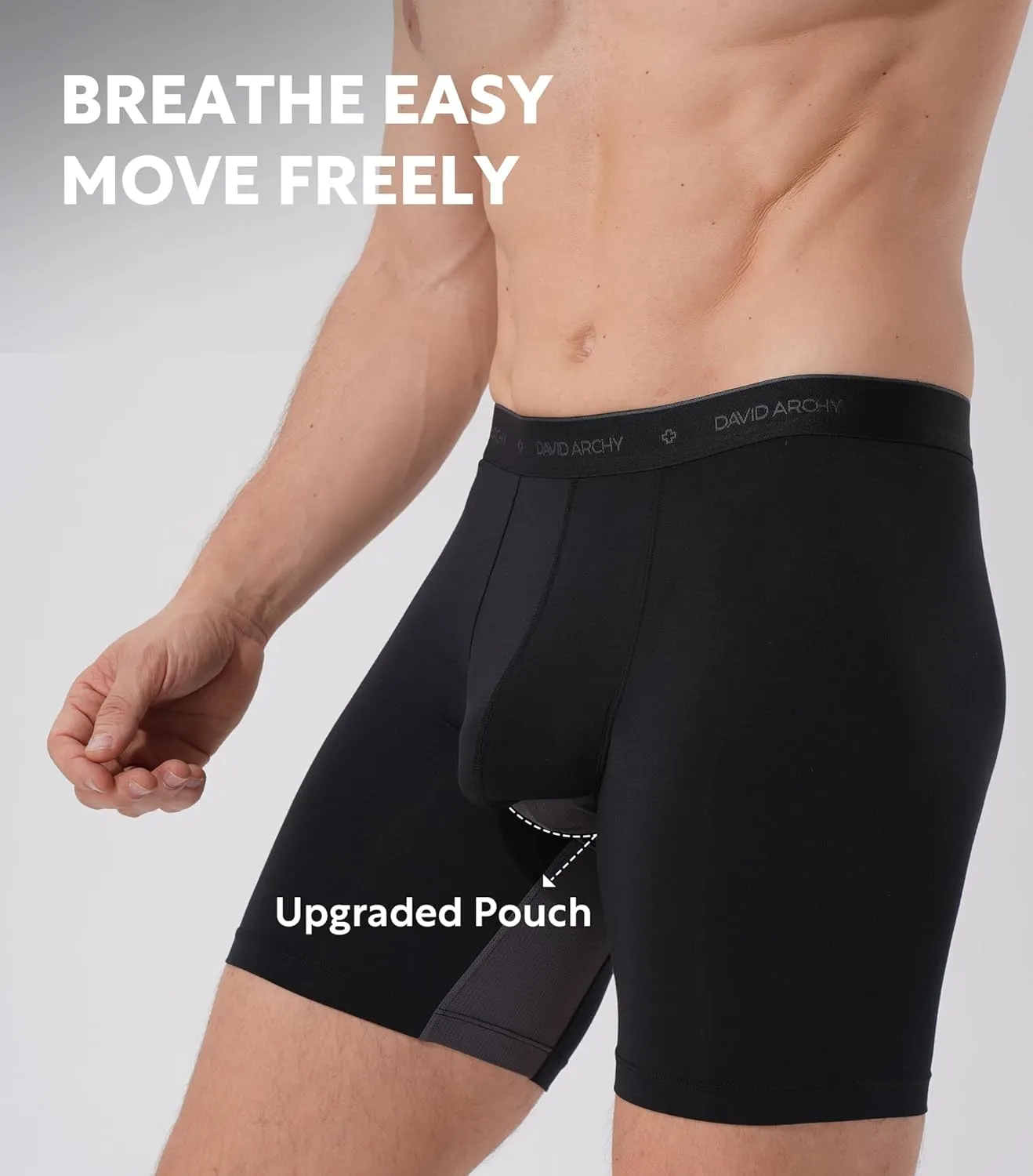 DAVID ARCHY Men's Underwear Micro Modal Dual Pouch Trunks Ball Pouch Bulge Enhancing Boxer Briefs for Men 3 or 4 Pack