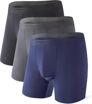 DAVID ARCHY Men's Underwear Micro Modal Dual Pouch Trunks Ball Pouch Bulge Enhancing Boxer Briefs for Men 3 or 4 Pack