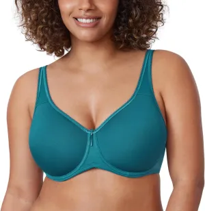 DELIMIRA Women's Seamless Tshirt Bras Plus Size Full Coverage Underwire Lightly Lined Bra Up to F