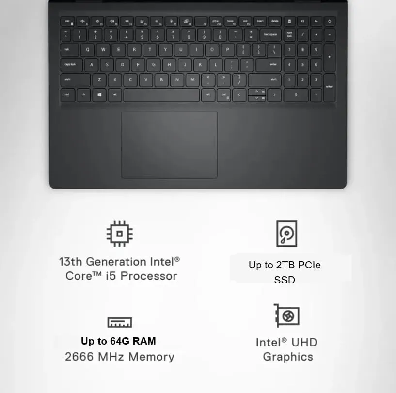 DELL Inspiron 15 3530 Business Laptop,Lifetime Microsoft Office 2024,15.6" FHD Touchscreen, Intel Core i5-1334U, Webcam, HDMI, Wi-Fi 6, Windows 11 Pro, Black (16GB RAM | 512GB PCIe SSD)