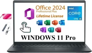 DELL Inspiron 15 3530 Business Laptop,Lifetime Microsoft Office 2024,15.6" FHD Touchscreen, Intel Core i5-1334U, Webcam, HDMI, Wi-Fi 6, Windows 11 Pro, Black (16GB RAM | 512GB PCIe SSD)