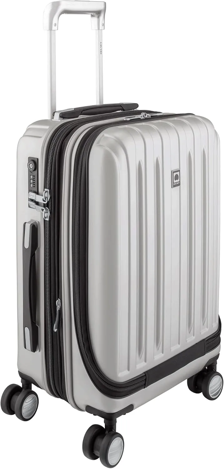 DELSEY PARIS Titanium Hardside Expandable Luggage with Spinner Wheels Carry-On Luggage, Silver, Carry-On 19 Inch