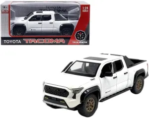 Diecast Model Car Compatible for Toyota Tacoma Trailhunter Diecast Model Truck, 1:24 Scale, White, 2024 Edition New Tooling Die-Cast Model H08777-WH