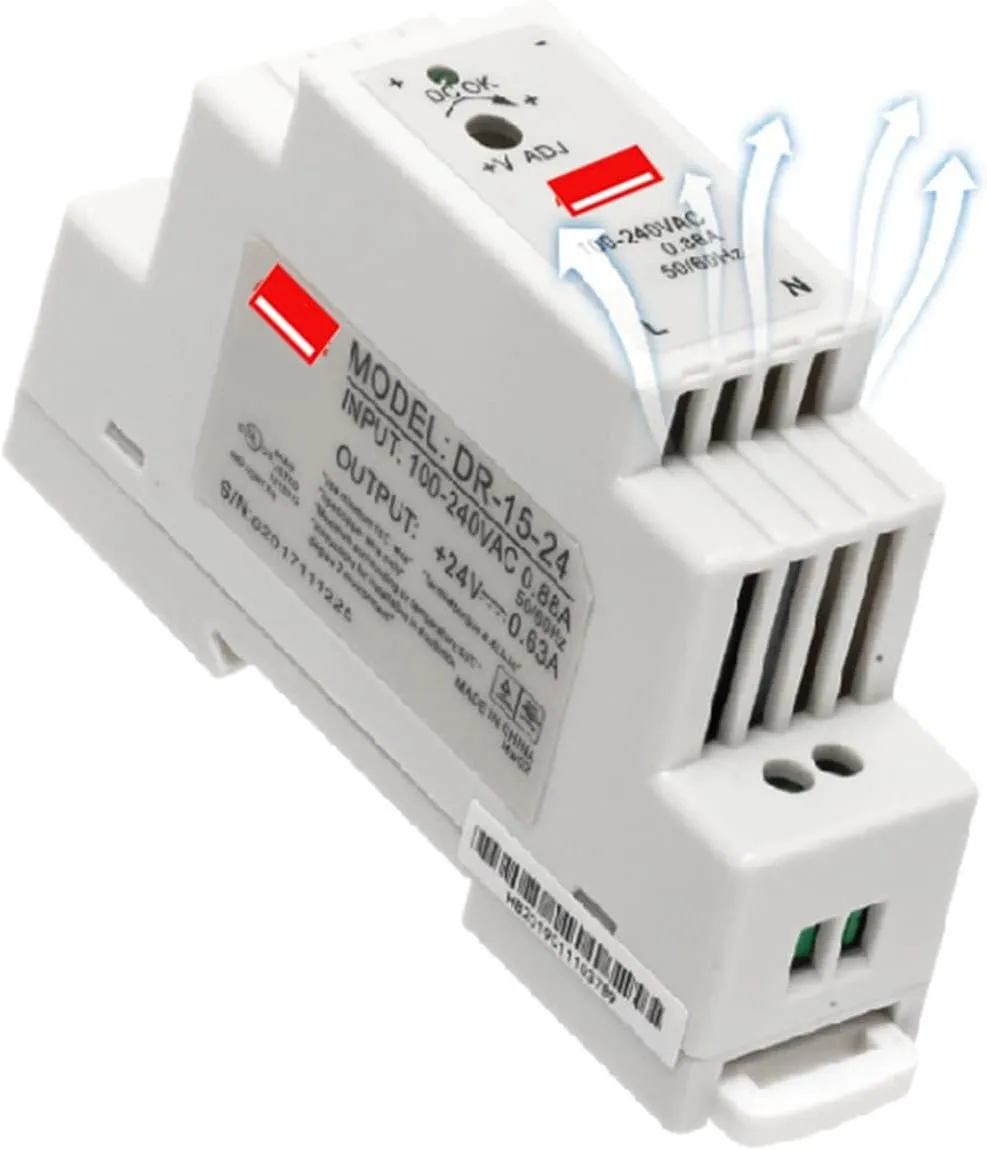 DIN Rail Switching Power Supply DR-15W 30W 45W 60W Single Output 5V 12V 24V AC DC Converter Power Switch Input 110/240VAC (Size : 24V, Color : 15W)