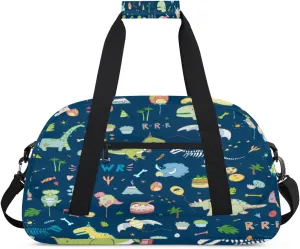 Dino Gym Duffel Bag for Men Women Dinosaur Party Sports Tote Bag with Adjustable Shoulder Strap for Dance Gymnastics Traveling Outdoor Camping Overnight Stay