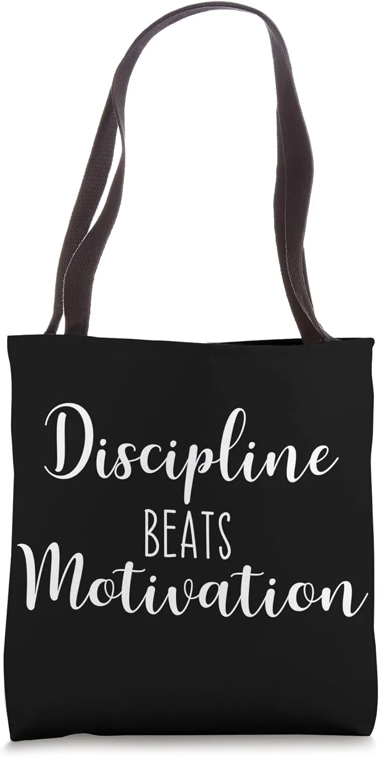 Discipline Beats Motivaiton, Gym, Hustle Success Inspiration Tote Bag