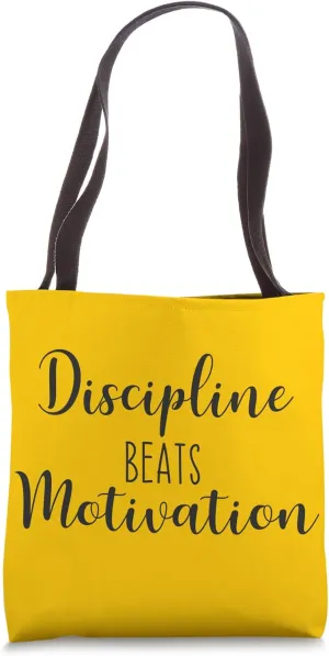 Discipline Beats Motivaiton, Gym, Hustle Success Inspiration Tote Bag