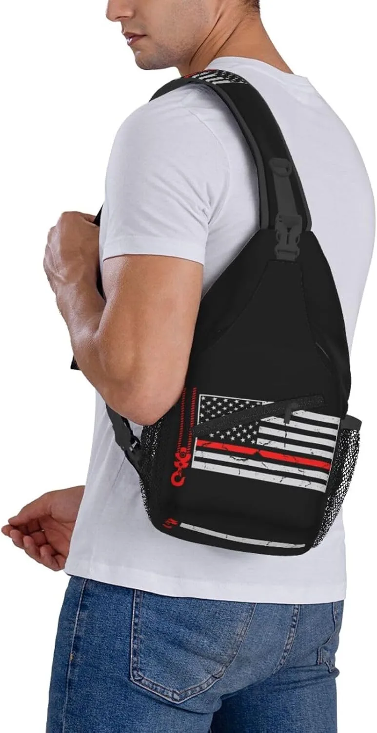 Dispatch Police Military Fire Flag Sling Bag Adjustable Chest Bags Casual Crossbody Bag Travel Shoulder Backpack