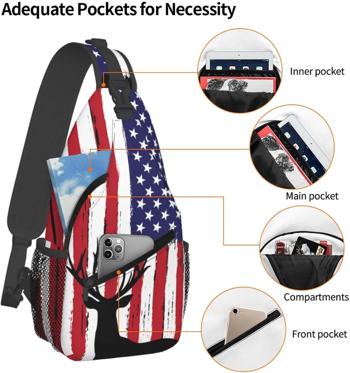 Dispatch Police Military Fire Flag Sling Bag Adjustable Chest Bags Casual Crossbody Bag Travel Shoulder Backpack