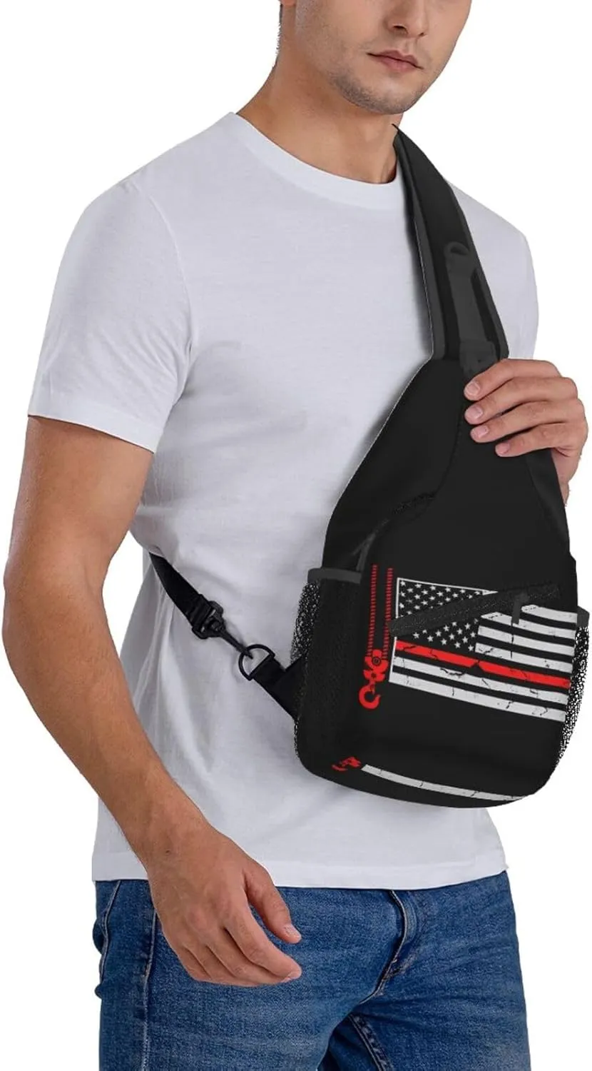 Dispatch Police Military Fire Flag Sling Bag Adjustable Chest Bags Casual Crossbody Bag Travel Shoulder Backpack