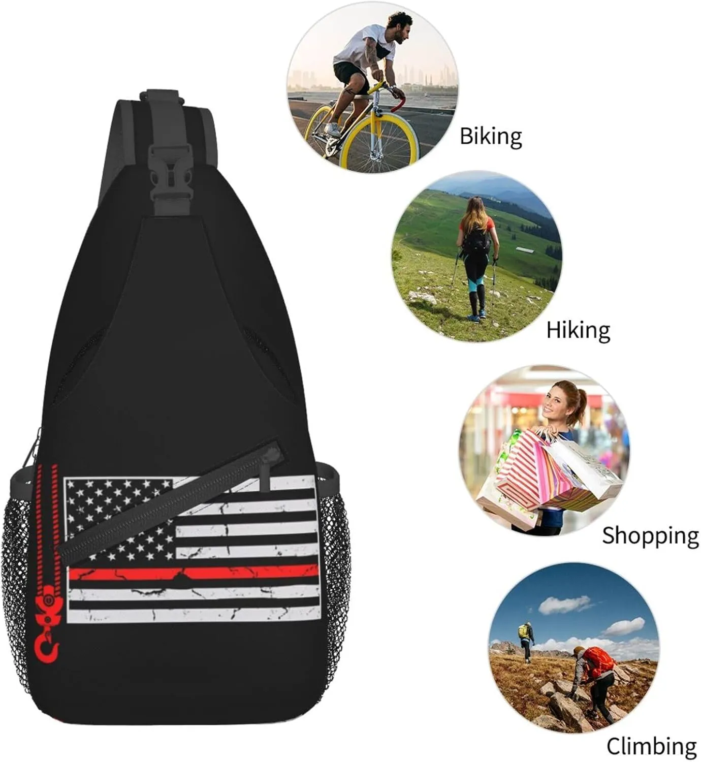 Dispatch Police Military Fire Flag Sling Bag Adjustable Chest Bags Casual Crossbody Bag Travel Shoulder Backpack