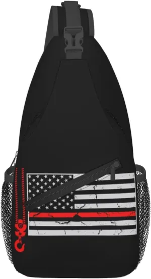 Dispatch Police Military Fire Flag Sling Bag Adjustable Chest Bags Casual Crossbody Bag Travel Shoulder Backpack