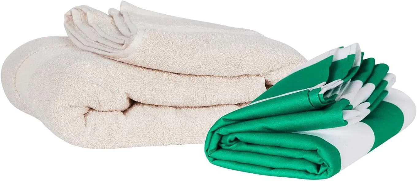 Dock & Bay Beach Towel - Quick Dry, Sand Free - Compact, Lightweight - 100% Recycled - Includes Bag - Cabana - Cancun Green - Large (160x90cm, 63x35)