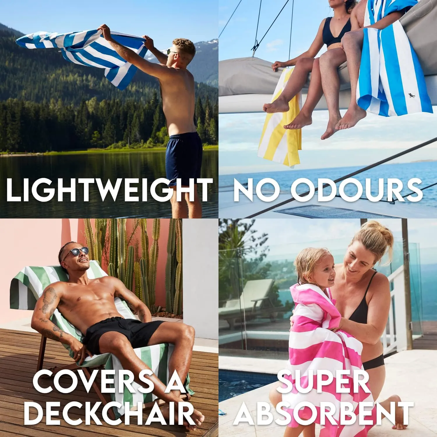 Dock & Bay Beach Towel - Quick Dry, Sand Free - Compact, Lightweight - 100% Recycled - Includes Bag - Cabana - Cancun Green - Large (160x90cm, 63x35)