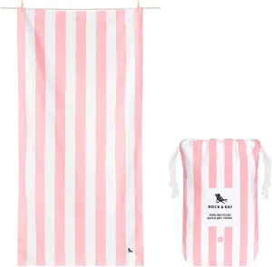 Dock & Bay Beach Towel - Quick Dry, Sand Free - Compact, Lightweight - 100% Recycled - Includes Bag - Cabana - Light Pink - Large (160x90cm, 63x35)
