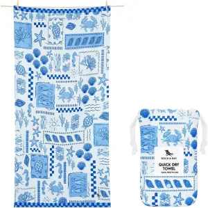 Dock & Bay Beach Towel - Quick Dry, Sand Free - Compact, Lightweight - 100% Recycled - Includes Bag - Grecian Shores - Large (160x90cm, 63x35)