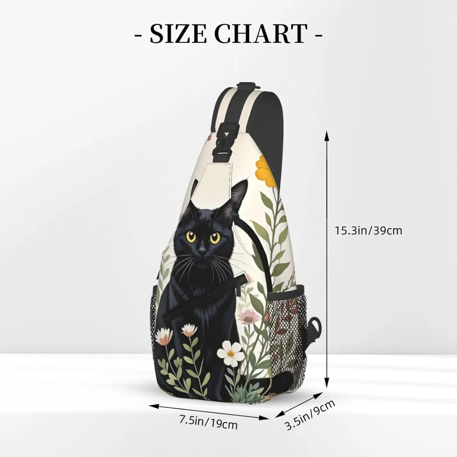 Dog Paw Sling Bag for Women Men Chicken Crossbody Bags Sunflower Chest Bag Gothic Skull Daypack Shoulder Bag Backpack (cat-2)