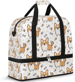 Dog Sports Gym Bag with Shoes Compartment Foldable Travel Duffel Bag Dry Wet Separated Sports Tote Workout Weekender Overnight Bag for Women Yoga Dance Work Training Handbag