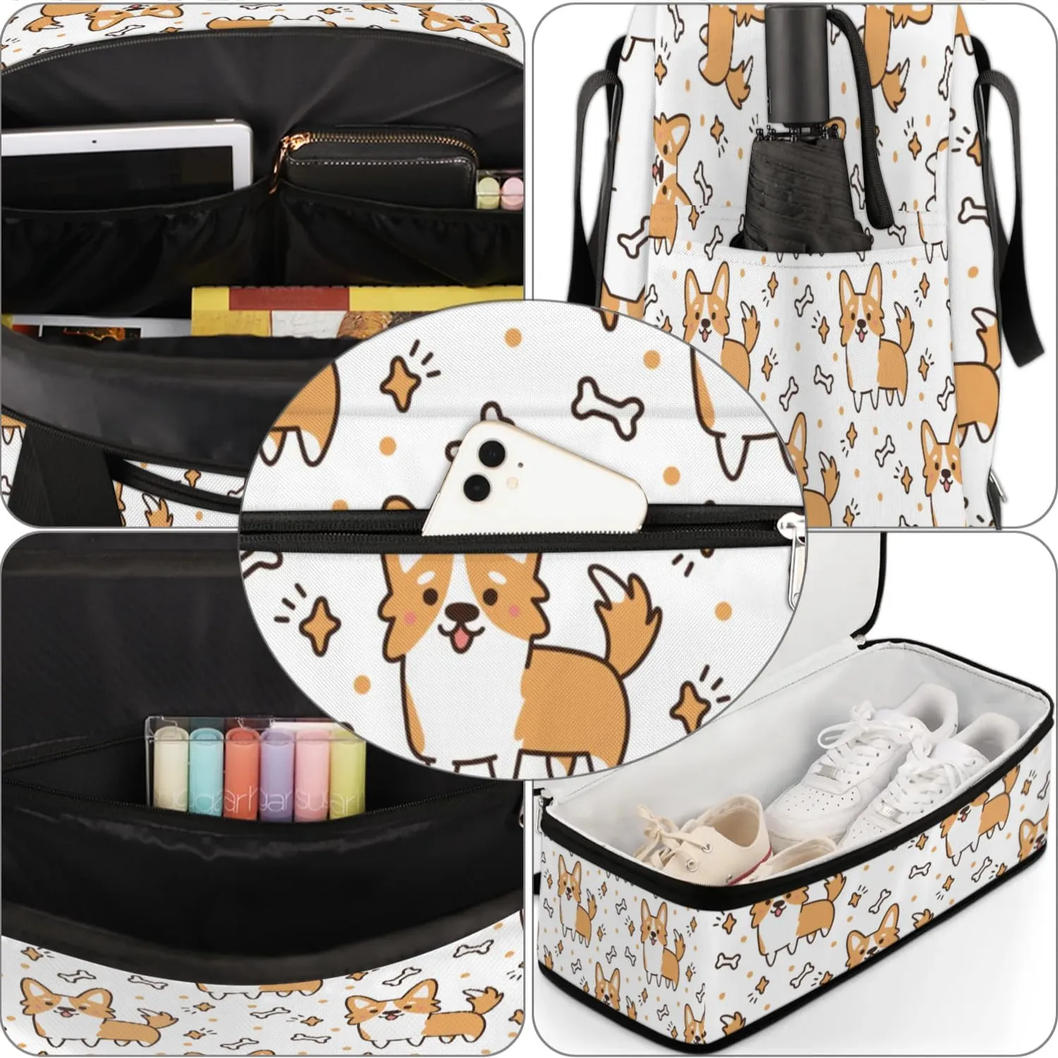 Dog Sports Gym Bag with Shoes Compartment Foldable Travel Duffel Bag Dry Wet Separated Sports Tote Workout Weekender Overnight Bag for Women Yoga Dance Work Training Handbag