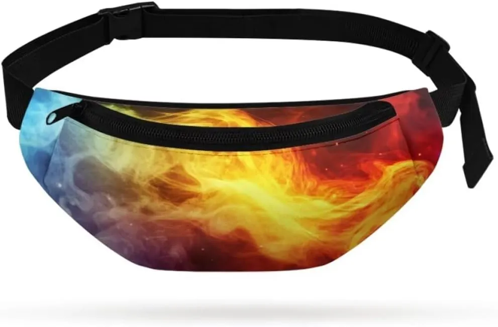 doginthehole Small Waist Bag for Kids 3D Flame Crossbody Shoulder Bag for Boys Chest Bags Fanny Pack for Outdoor, Travel, Hiking