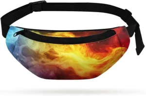 doginthehole Small Waist Bag for Kids 3D Flame Crossbody Shoulder Bag for Boys Chest Bags Fanny Pack for Outdoor, Travel, Hiking