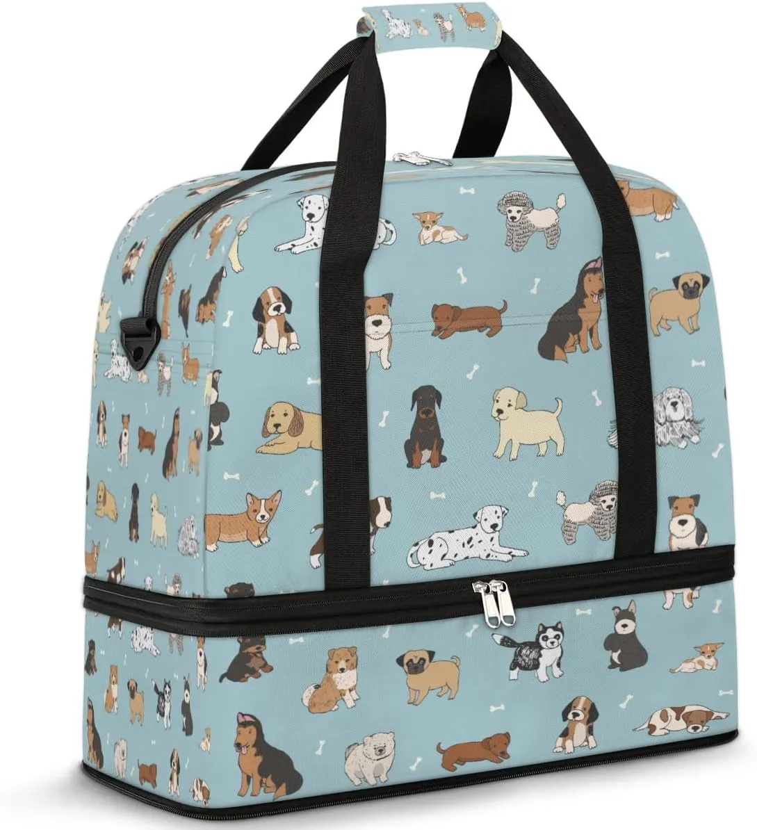 Dogs Sports Gym Bag with Shoes Compartment Foldable Travel Duffel Bag Dry Wet Separated Sports Tote Workout Weekender Overnight Bag for Women Yoga Dance Work Training Handbag