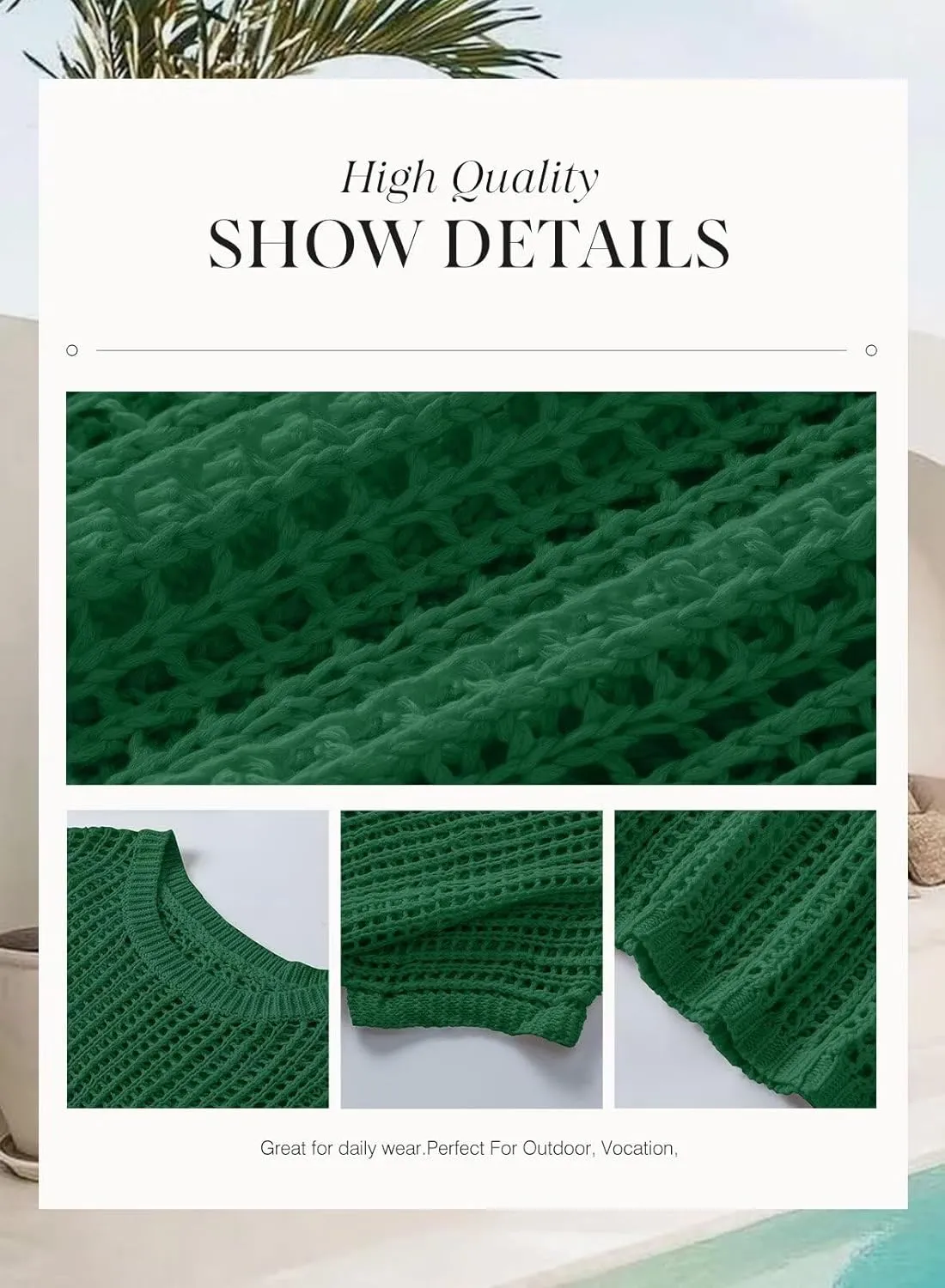 Dokotoo Womens Summer Scoop Neck Short Sleeve Sweater Casual Crochet Hollow Out Knit Tops Pullover Shirts Beach Coverup