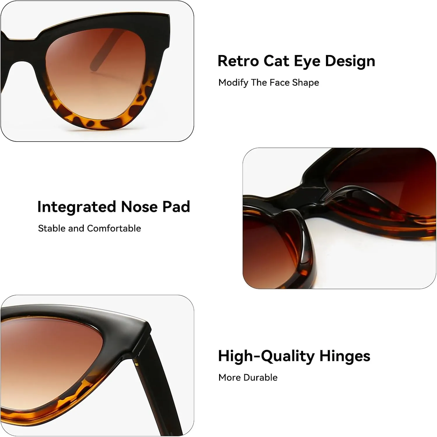 Dollger Retro Cat Eye Sunglasses Women Men Vintage Square Tortoise Shell Fashion Cateye Sunglasses