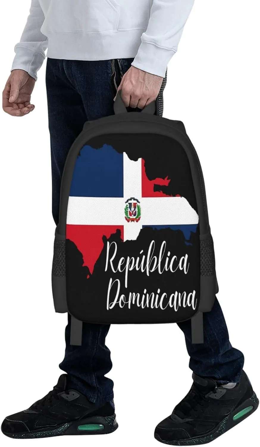 Dominican Republic Map Flag Casual Backpack Large Capacity Backpacks 15 Inch Laptop Back Pack Travel Rucksack Daypack Commuter Bags with Adjustable Strap for Camping
