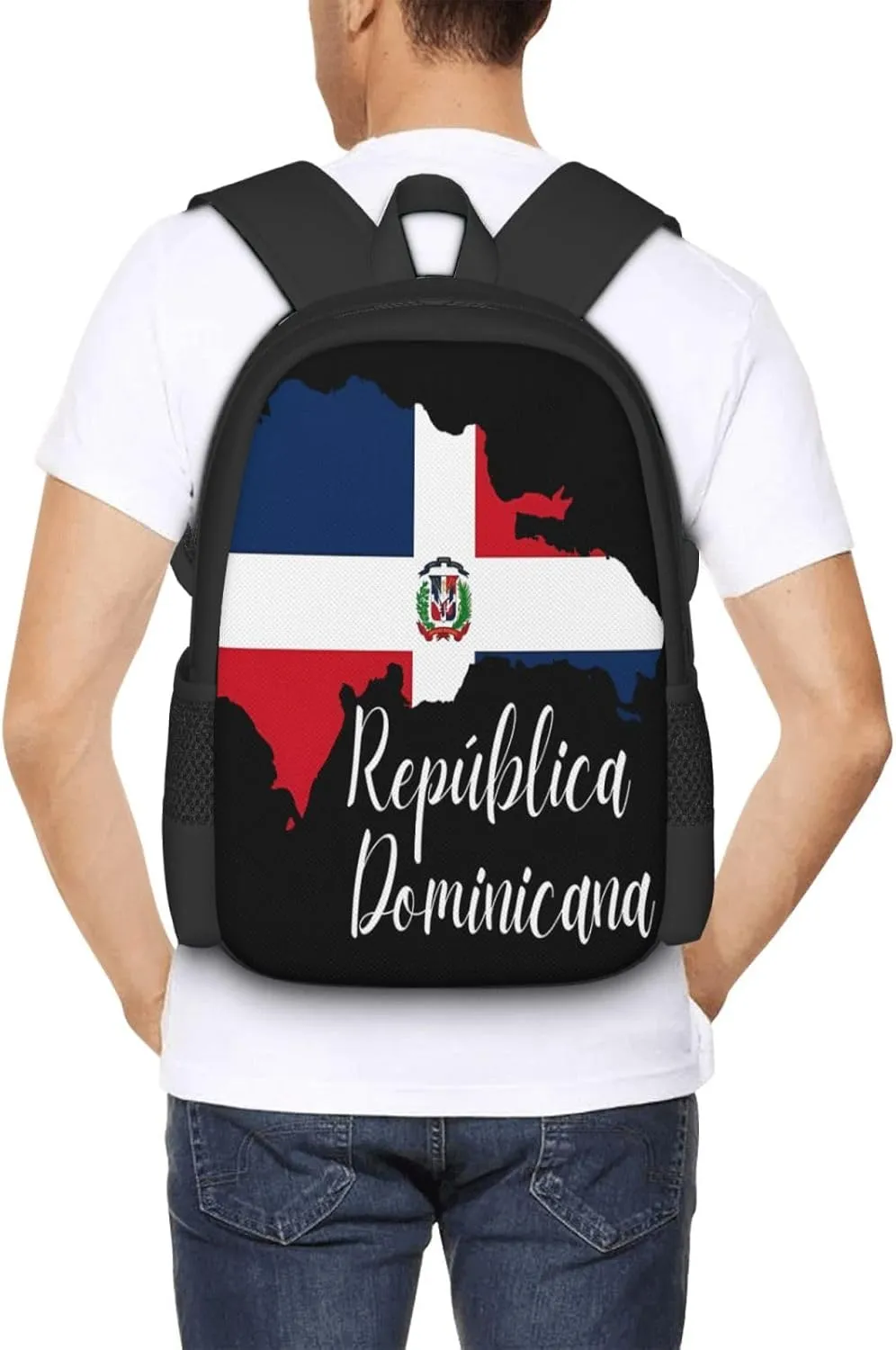 Dominican Republic Map Flag Casual Backpack Large Capacity Backpacks 15 Inch Laptop Back Pack Travel Rucksack Daypack Commuter Bags with Adjustable Strap for Camping