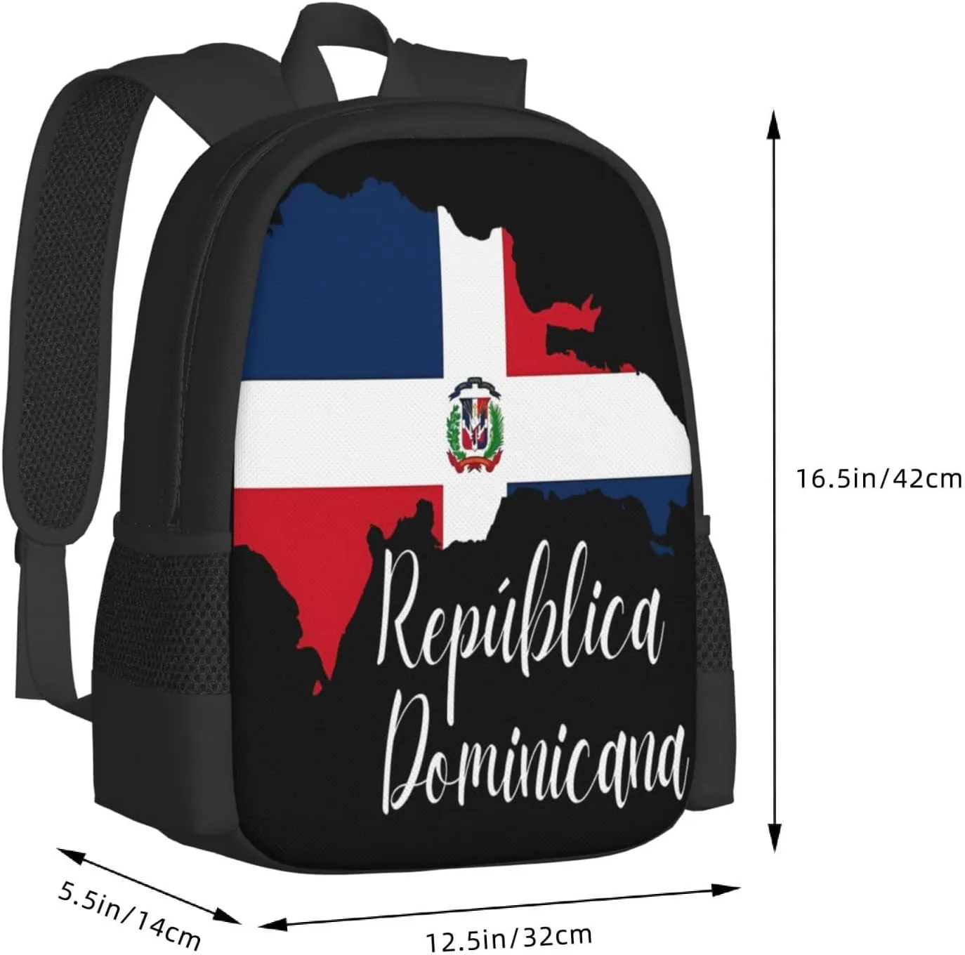 Dominican Republic Map Flag Casual Backpack Large Capacity Backpacks 15 Inch Laptop Back Pack Travel Rucksack Daypack Commuter Bags with Adjustable Strap for Camping