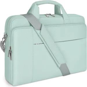 DOMISO 15.6 inch Laptop Bag Business Briefcase Water-resistant Notebook Messenger Shoulder Bag for 15.6" ASUS ZenBook Chromebook 15/Ideapad ThinkPad/HP Pavilion 15 Envy 15,Mint Green