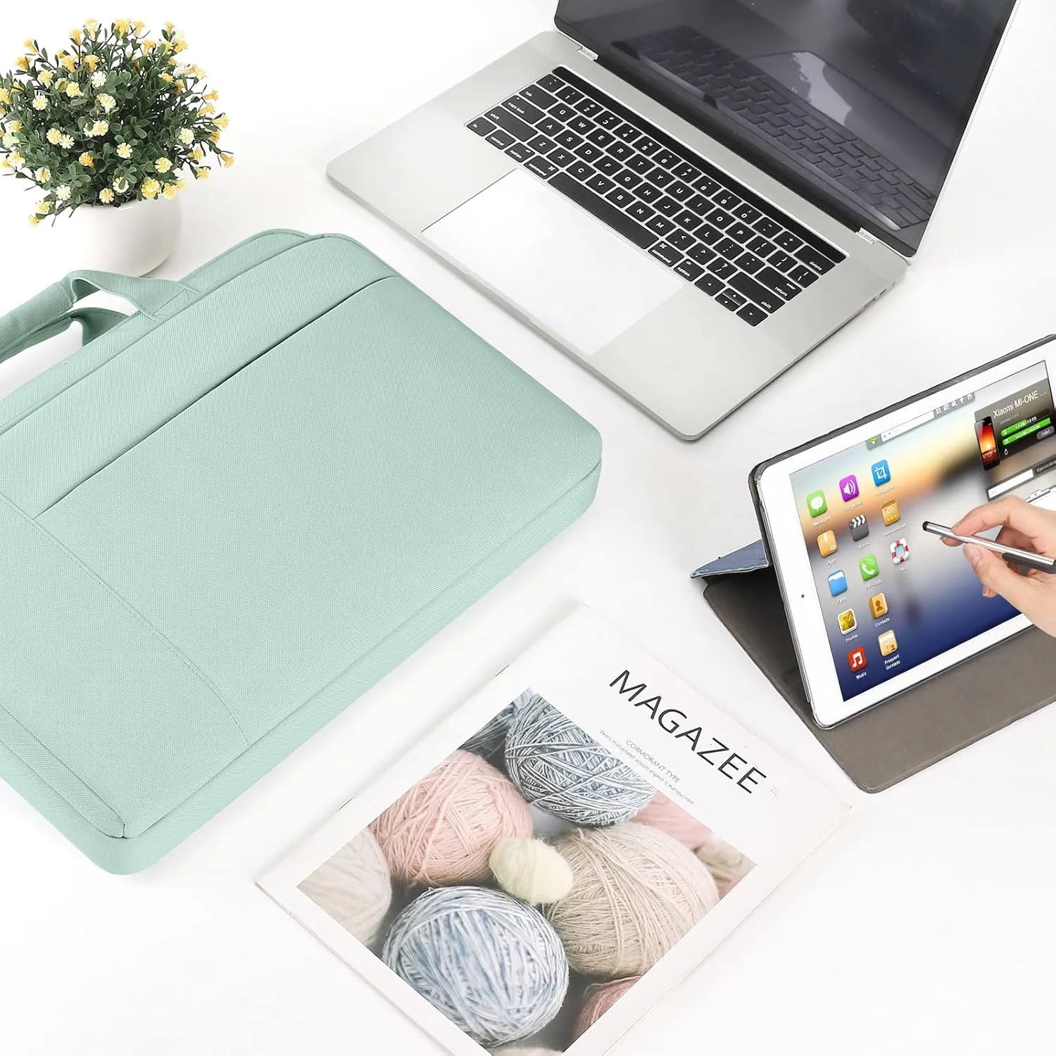 DOMISO 15.6 inch Laptop Bag Business Briefcase Water-resistant Notebook Messenger Shoulder Bag for 15.6" ASUS ZenBook Chromebook 15/Ideapad ThinkPad/HP Pavilion 15 Envy 15,Mint Green
