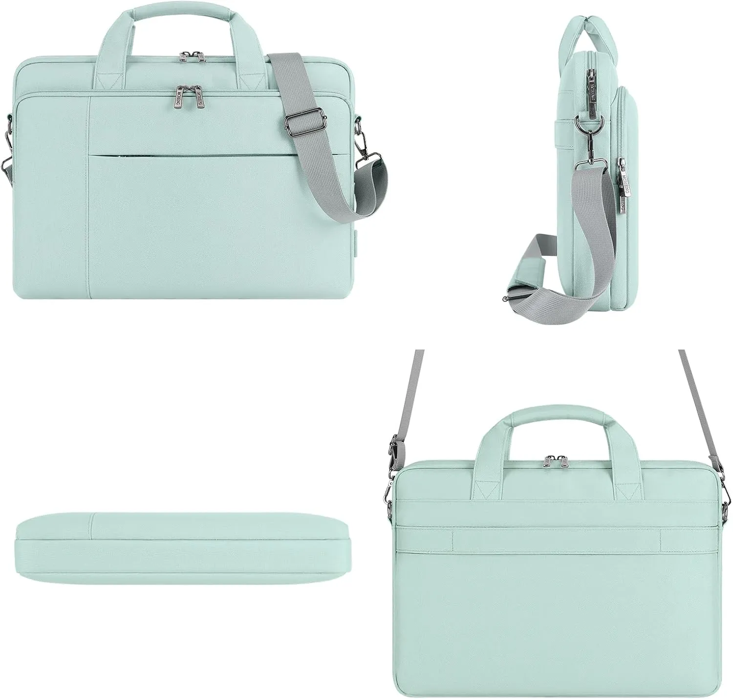 DOMISO 15.6 inch Laptop Bag Business Briefcase Water-resistant Notebook Messenger Shoulder Bag for 15.6" ASUS ZenBook Chromebook 15/Ideapad ThinkPad/HP Pavilion 15 Envy 15,Mint Green
